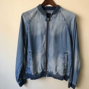Denim Distressed Bomber